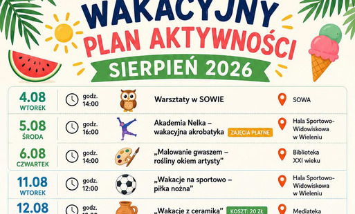 Zdjęcie do Wakacyjny Plan Aktywności na sierpień